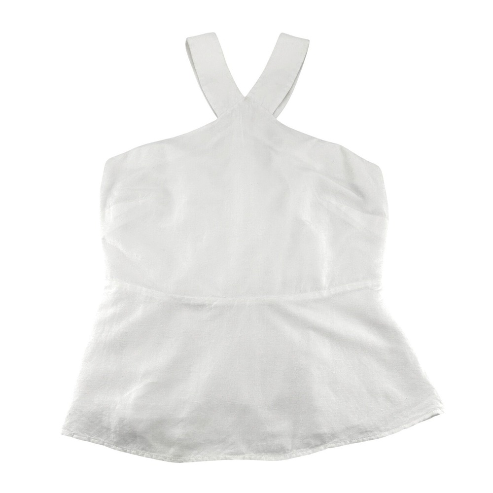 Ann Taylor Factory White Linen Blend Halter Top Size 2